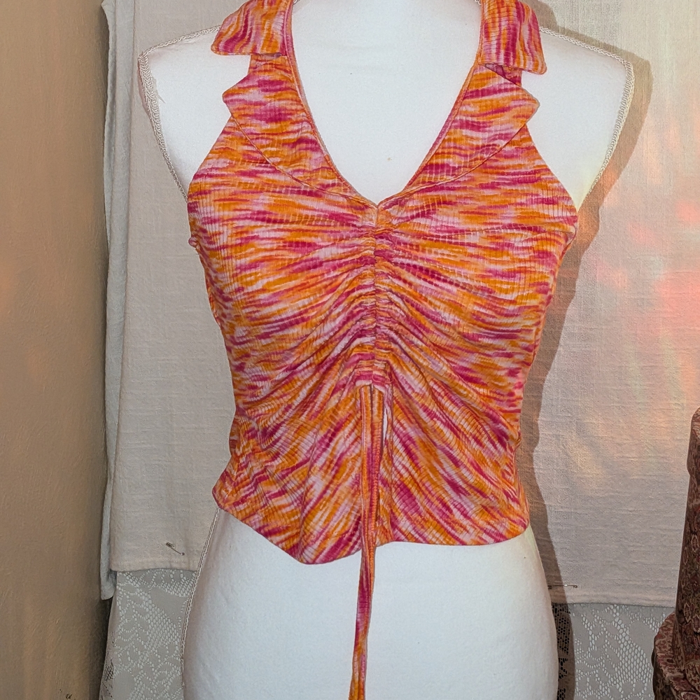 Stylish Pink and Orange Women's Crop Top